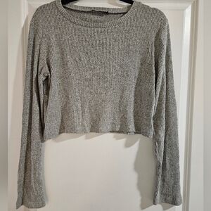 Zara Heather Gray Ribbed Knit Zara Cropped Top